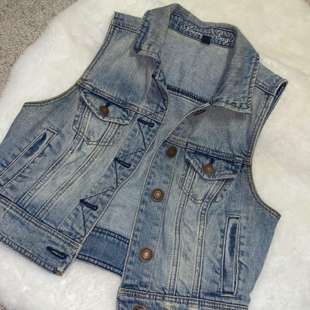 American Eagle jean jacket vest